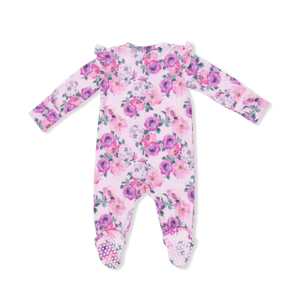 Rose Abundance - 2 Way Ruffle Sleeve Zipper Footie