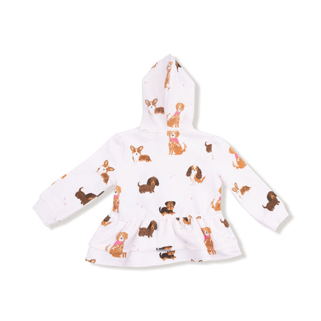 Zip Peplum Hoodie - Best Friend Dogs - Pink - HoneyBug 