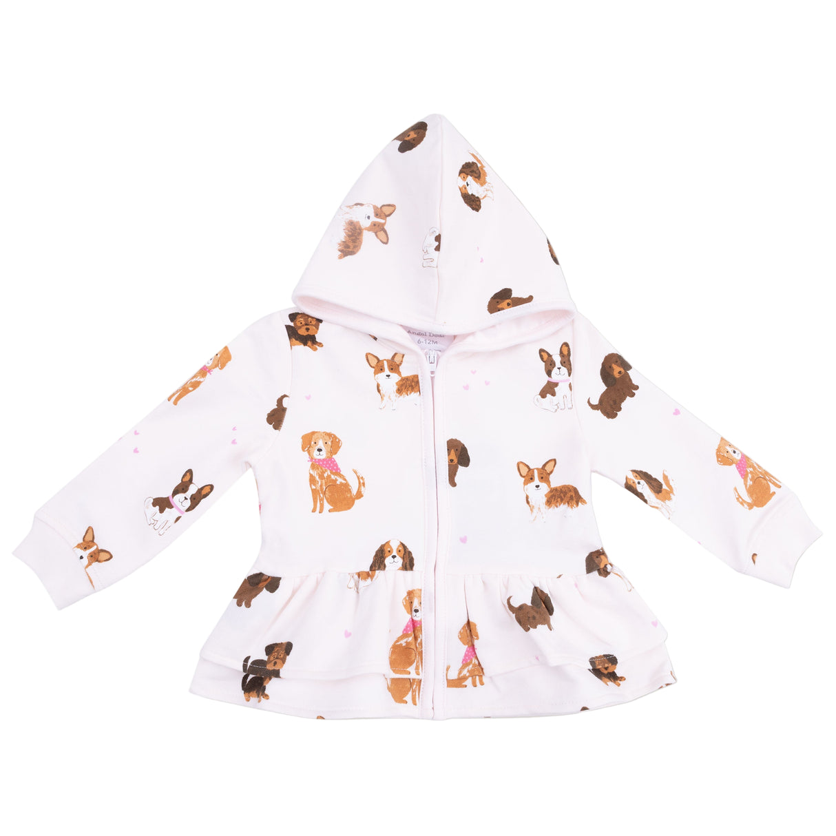 Zip Peplum Hoodie - Best Friend Dogs - Pink - HoneyBug 