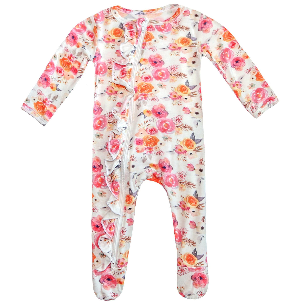 Ruffle 2 Way Zip Romper - Flower