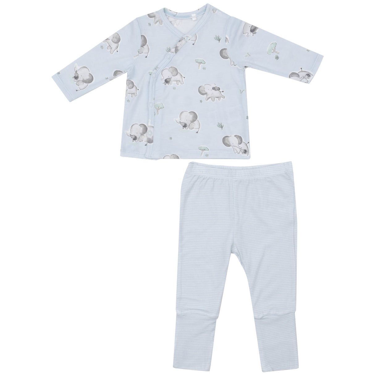 Tmh Set With Roll Over Cuff Pant - Gray Elephants - Blue