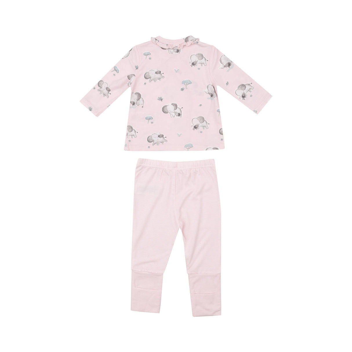 Tmh Set With Roll Over Cuff Pant - Gray Elephants - Pink