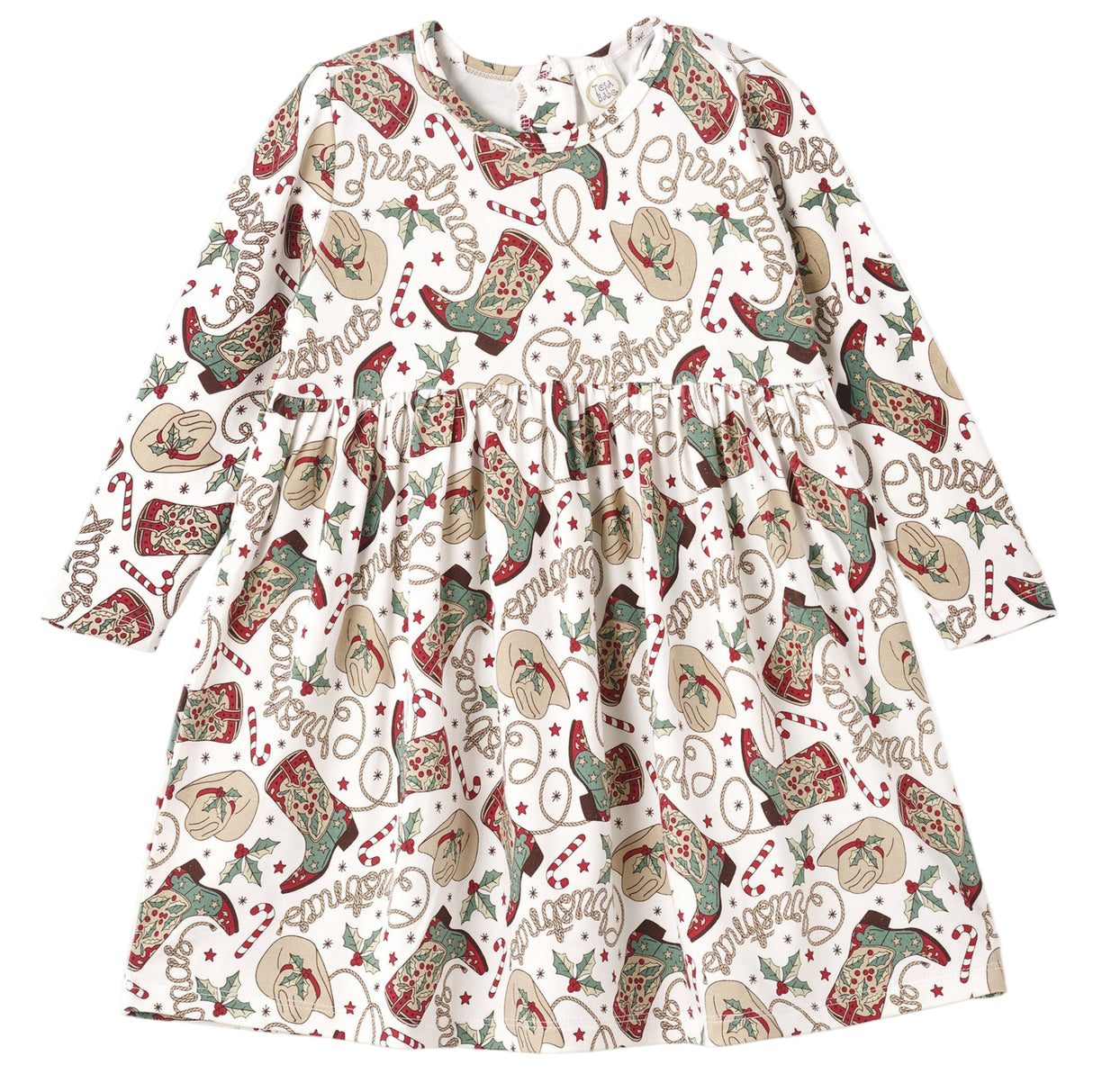 Western Christmas Girls Dress – Soft Bamboo Holiday Style - HoneyBug 