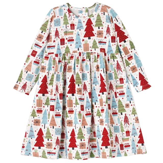 Christmas Merry Girl's Soft Bamboo Dress - Sibling Matching - HoneyBug 