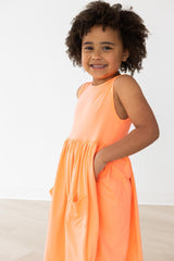 Neon Coral Tank Pocket Twirl Dress