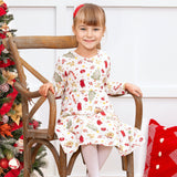 Girls’ Christmas Dress – Bamboo Holiday Tiered Twirl Dress - Noel - HoneyBug 