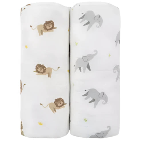 Lion & Elephant Swaddle Set