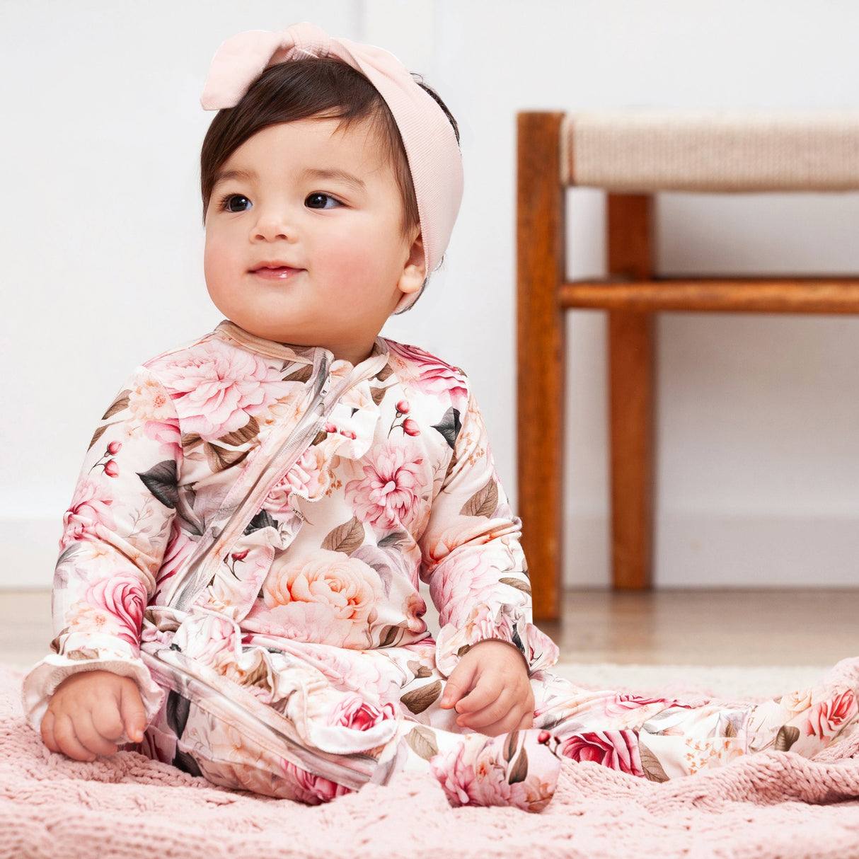 Garden Bouquet Baby Girl Bamboo Zipper Romper - HoneyBug 