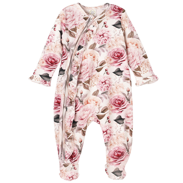 Garden Bouquet Baby Girl Bamboo Zipper Romper - HoneyBug 