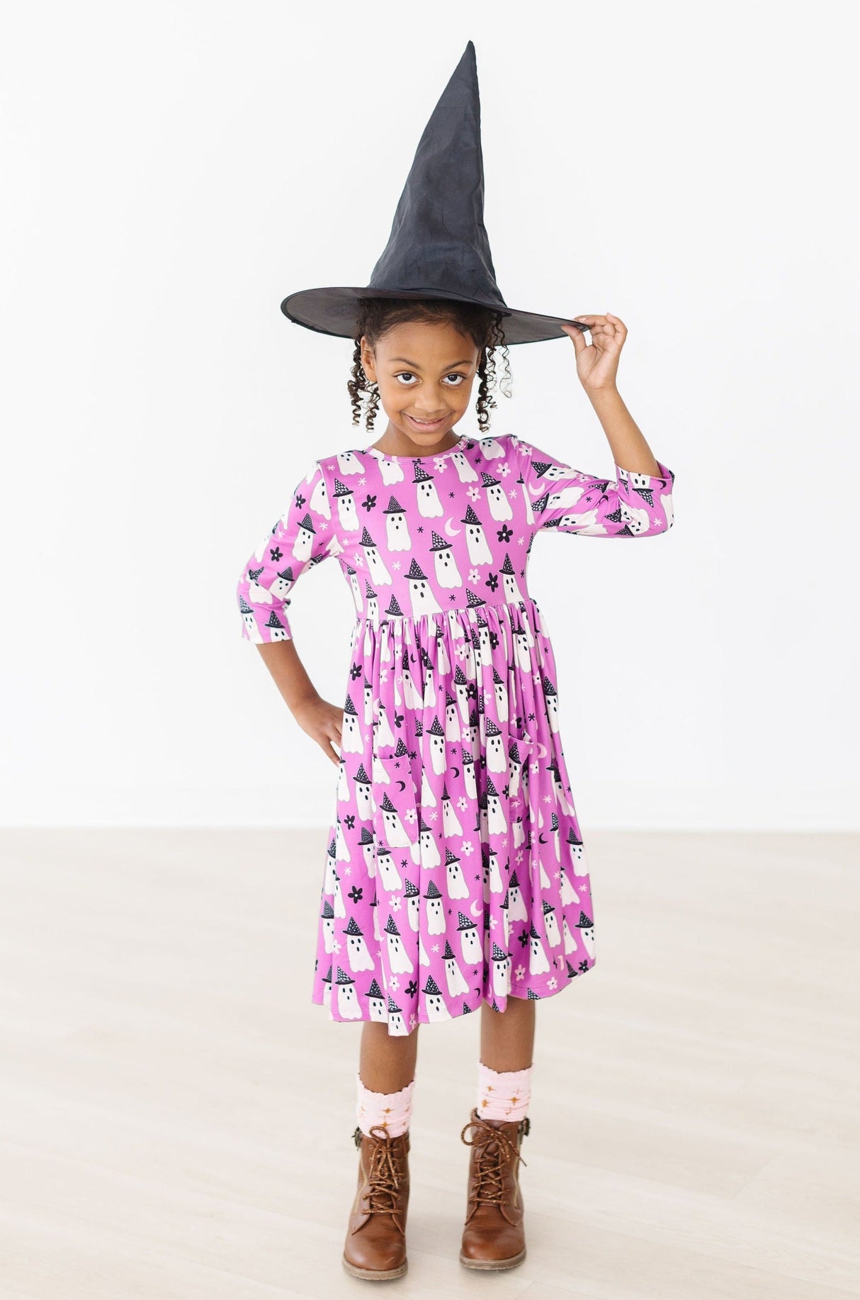 Witches Boo 3/4 Sleeve Pocket Twirl Dress