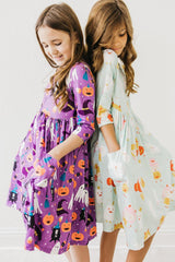 No Tricks, Just Treats 3/4 Sleeve Pocket Twirl Dress