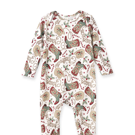 Western Christmas Baby Bamboo Romper – Cowboy Holiday Style - HoneyBug 