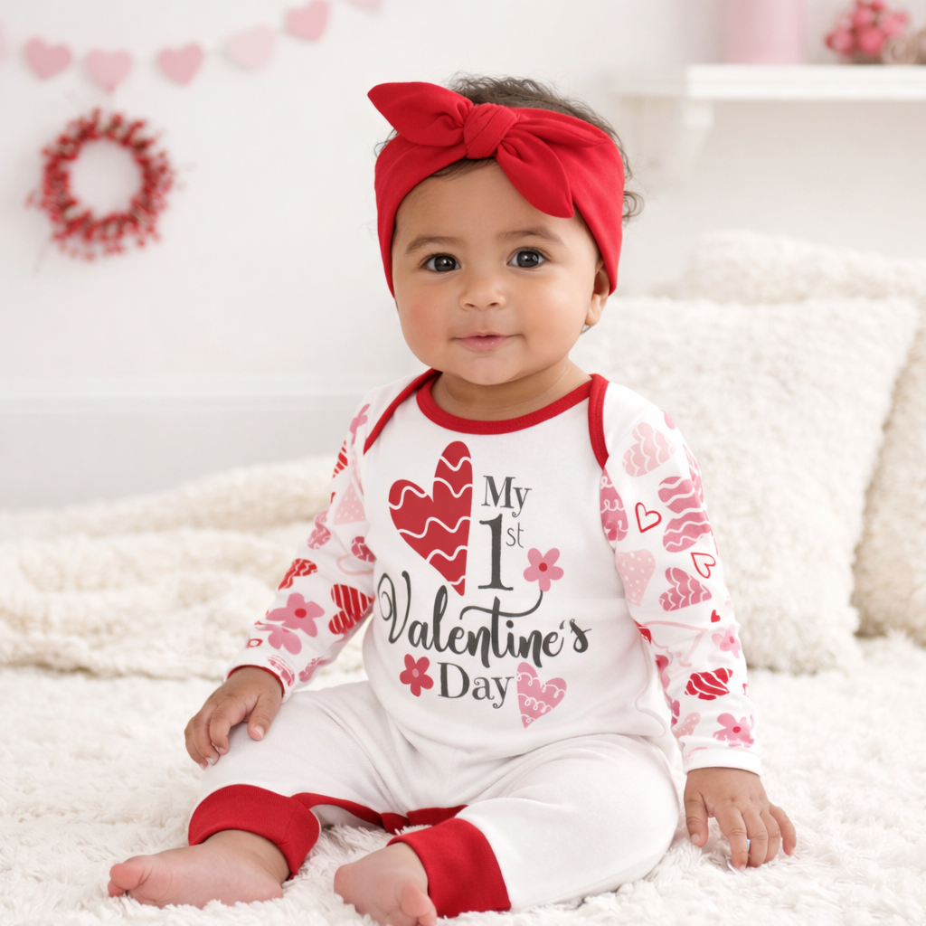 My 1st Valentine's Day Bamboo Romper