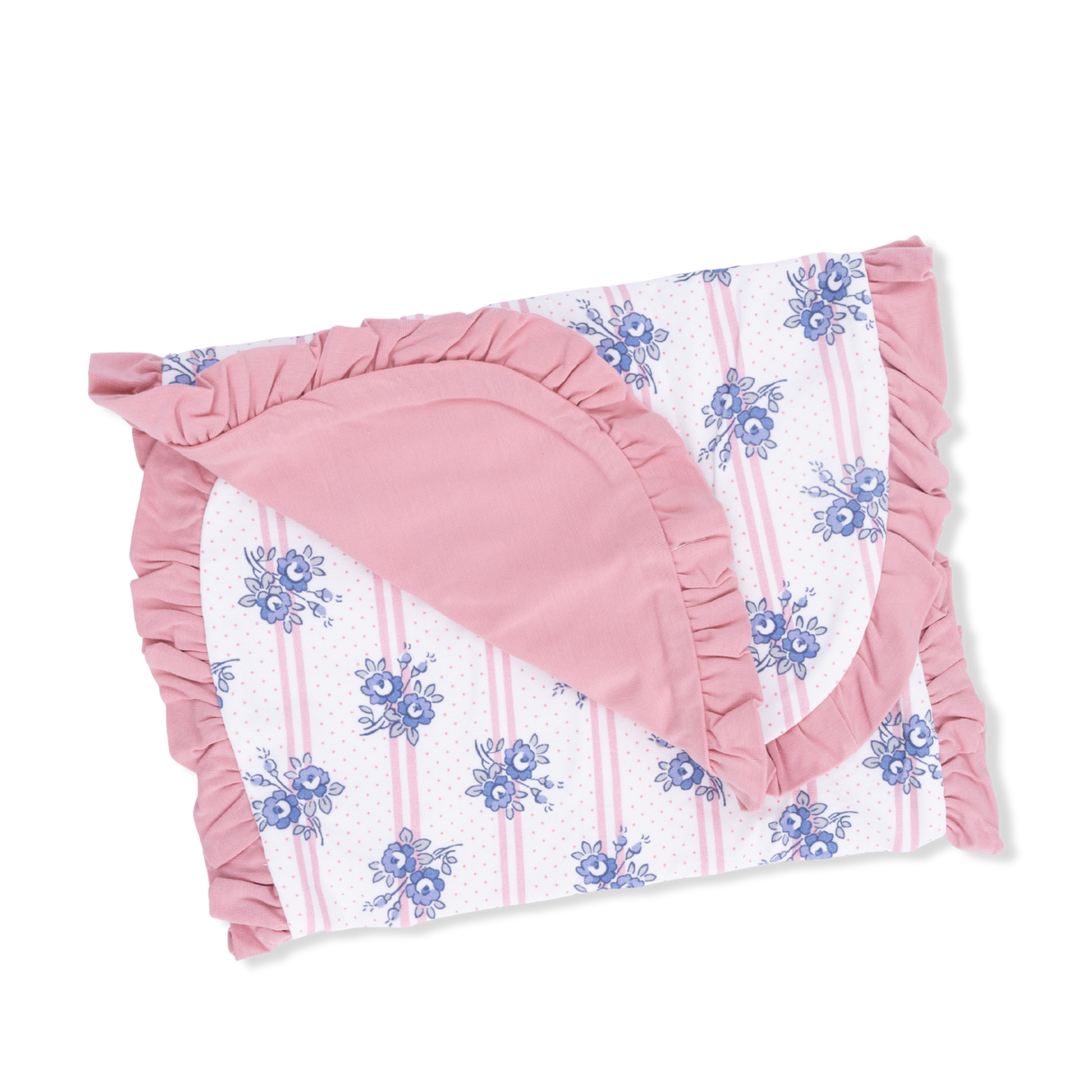 Stripe Dot Roses - Ruffle Burp Cloth