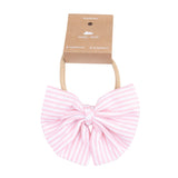 Big Bow on Soft Headband - Baby Golf Carts - Pink Stripe - HoneyBug 