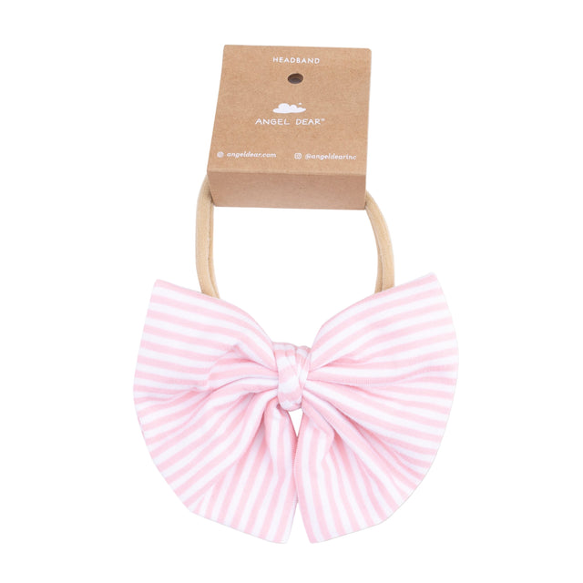 Big Bow on Soft Headband - Baby Golf Carts - Pink Stripe - HoneyBug 