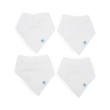 Cotton Muslin + Fleece Bandana Bib 4 Pack - White