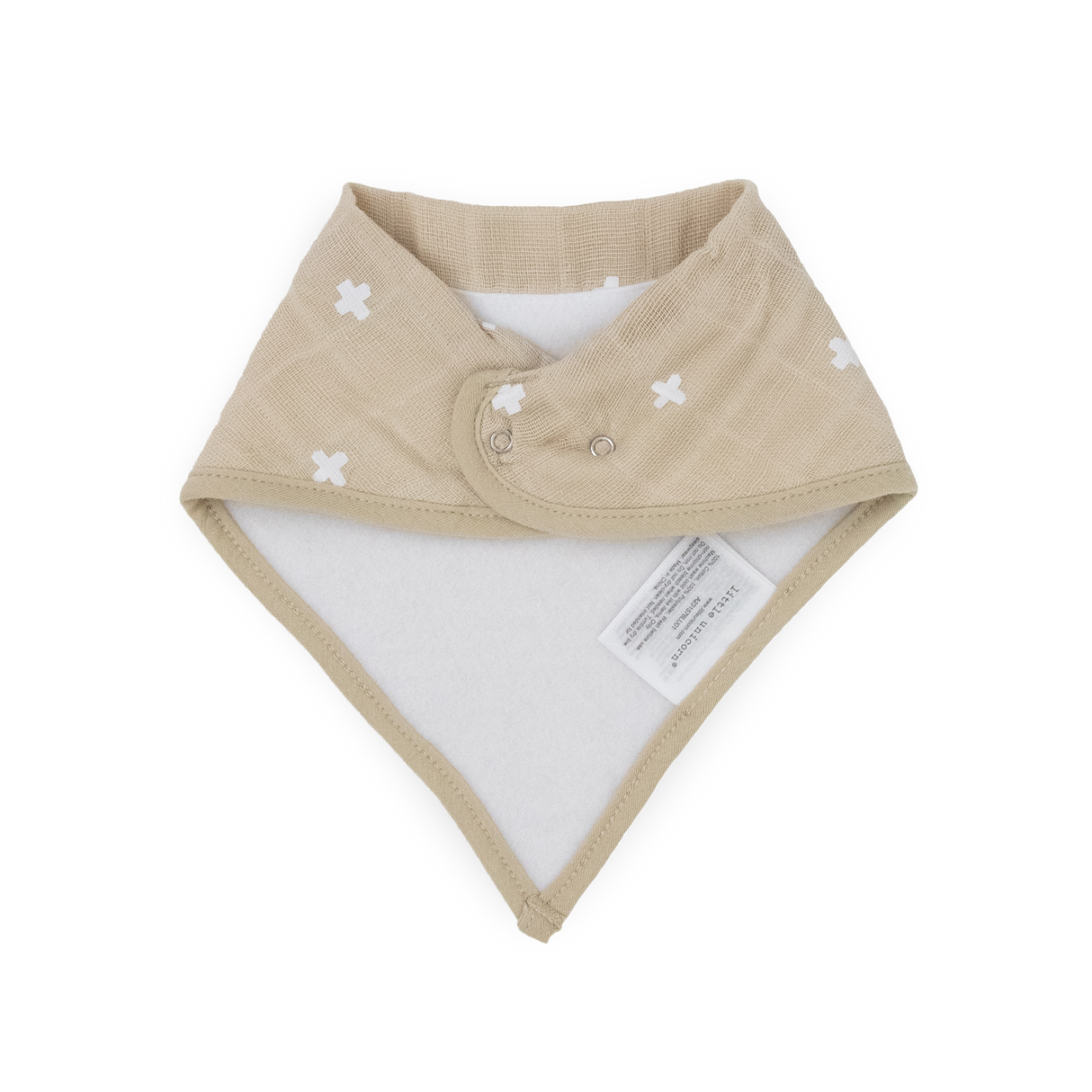 Cotton Muslin + Fleece Bandana Bib 4 Pack - Taupe Cross