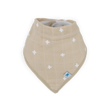 Cotton Muslin + Fleece Bandana Bib 4 Pack - Taupe Cross