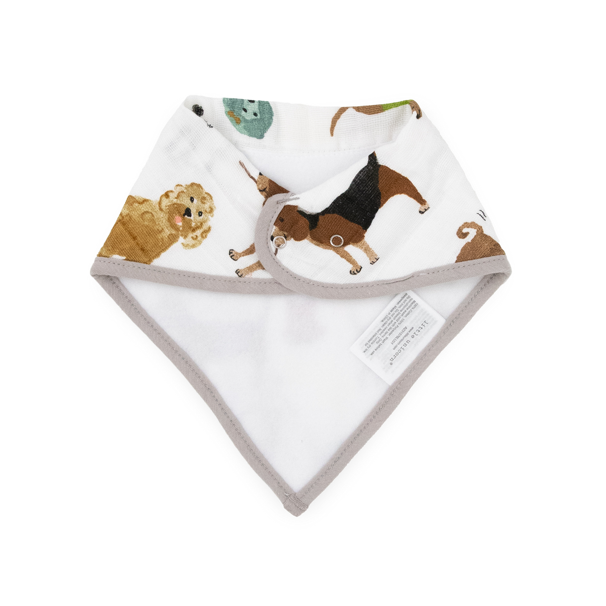 Cotton Muslin + Fleece Bandana Bib 4 Pack - Woof - HoneyBug 