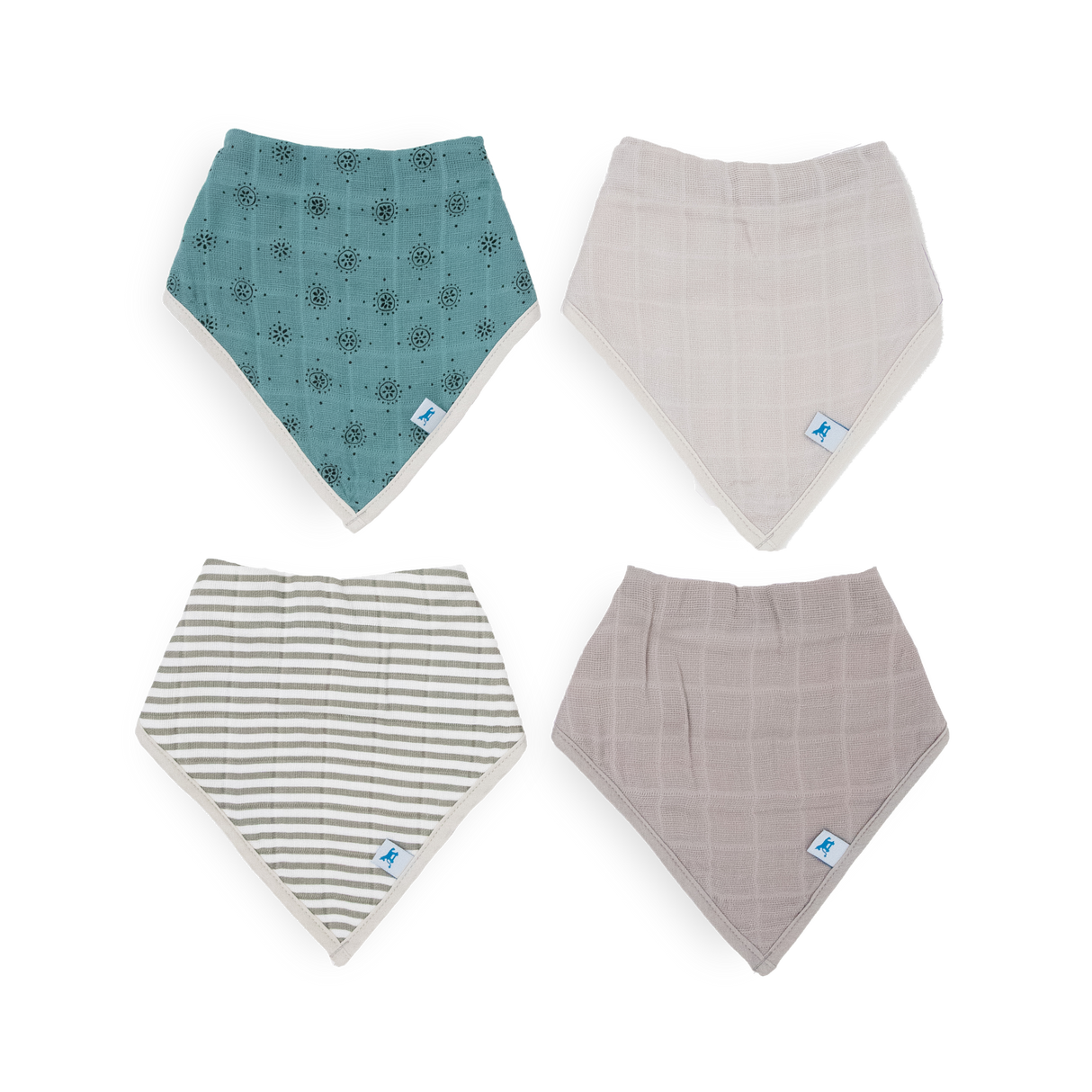 Cotton Muslin + Fleece Bandana Bib 4 Pack - Wallflower