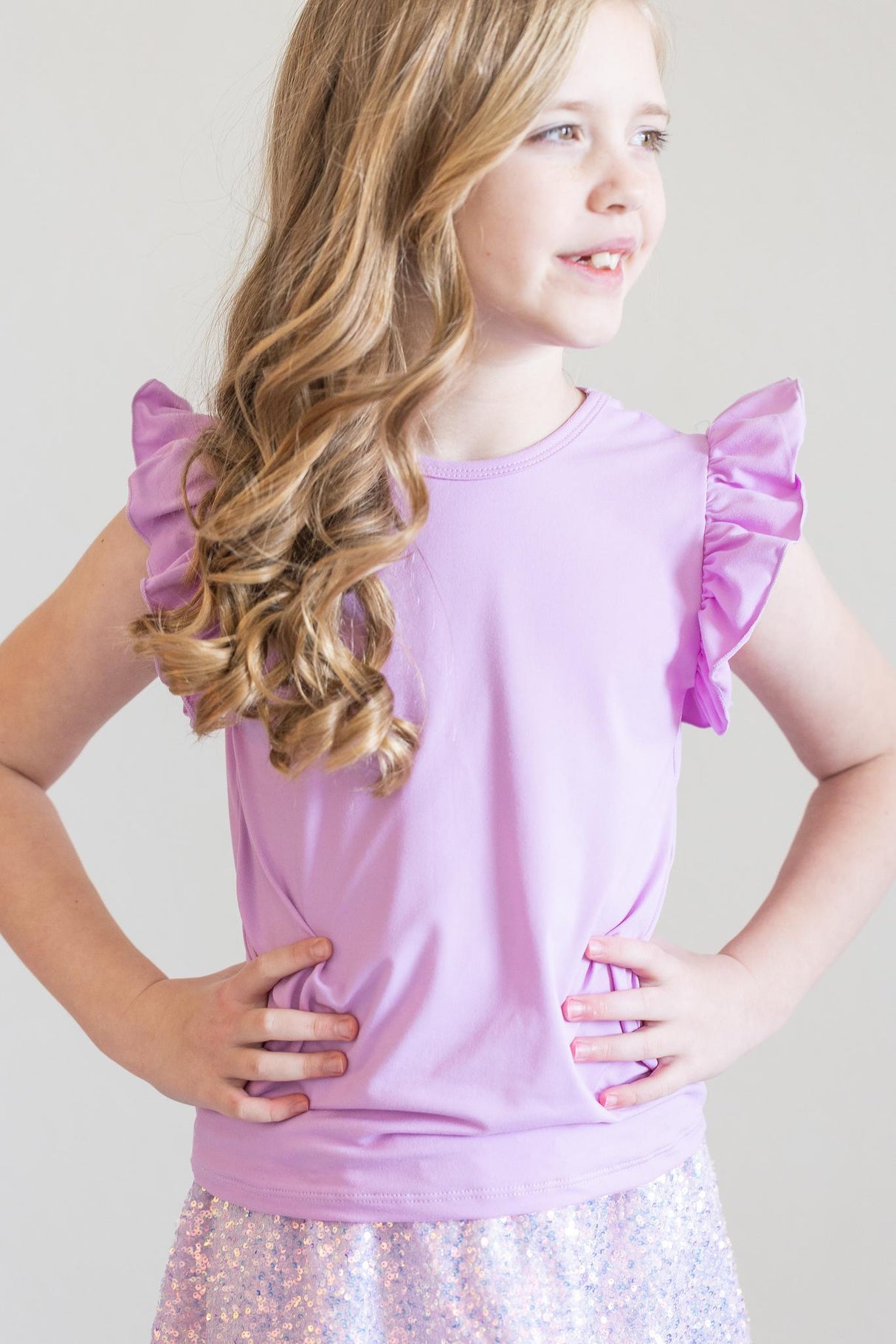 Bright Lilac S/S Ruffle Tee