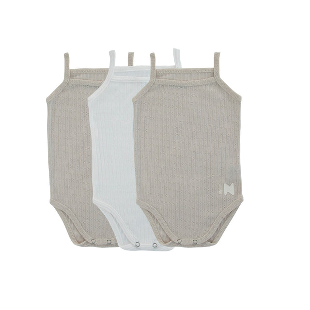 Pointelle Natural Boy + White (Three Pack) - HoneyBug 