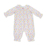 Smocked Long Sleeve Romper with Peter Pan Collar - HoneyBug 