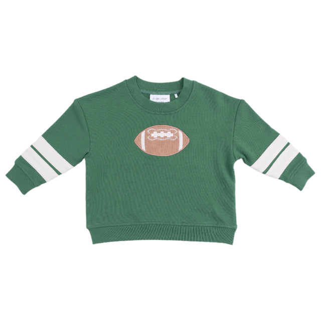 Cozy Drop Sleeve Sweatshirt with Varsity Stripes - Varsity Green - HoneyBug 