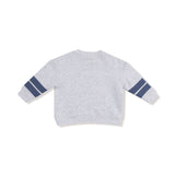 Cozy Drop Sleeve Sweatshirt with Varsity Stripes - Varsity Light Grey - HoneyBug 