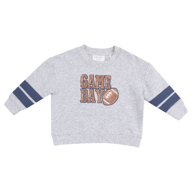 Cozy Drop Sleeve Sweatshirt with Varsity Stripes - Varsity Light Grey - HoneyBug 
