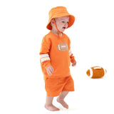 Cozy Drop Sleeve Sweatshirt with Varsity Stripes - Varsity Orange - HoneyBug 