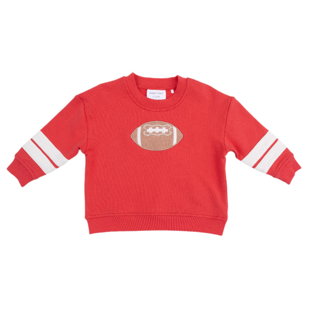 Cozy Drop Sleeve Sweatshirt with Varsity Stripes - Varsity Red - HoneyBug 
