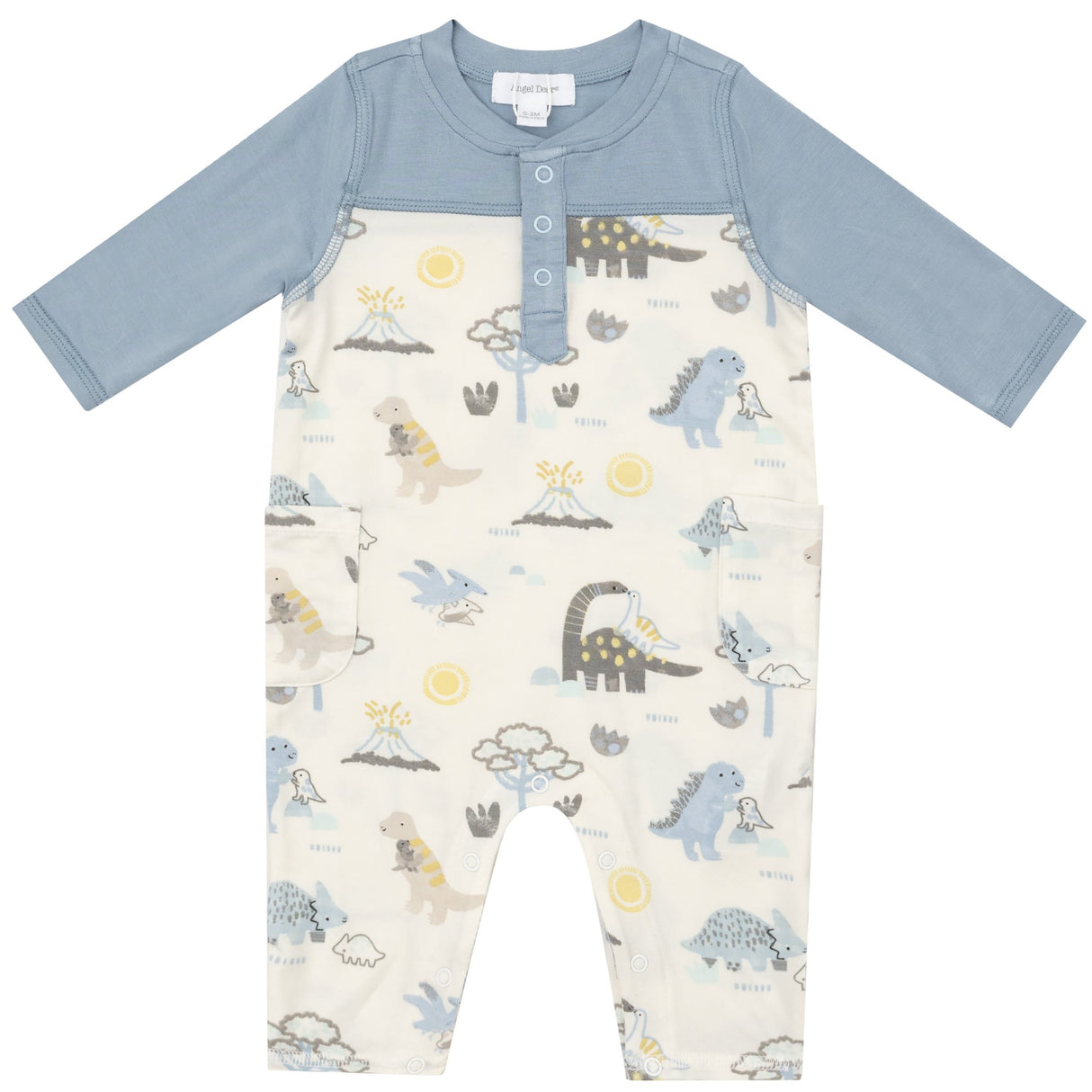 Romper W/ Contrast Sleeve - Baby Love Dinos