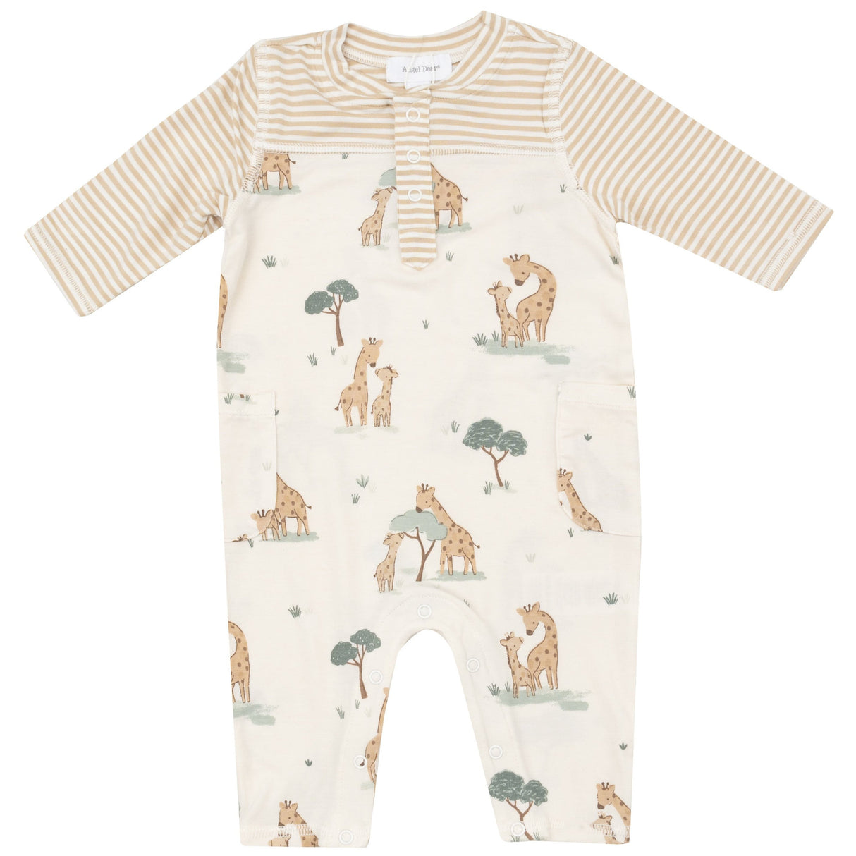 Romper W/ Contrast Sleeve - Giraffe Families