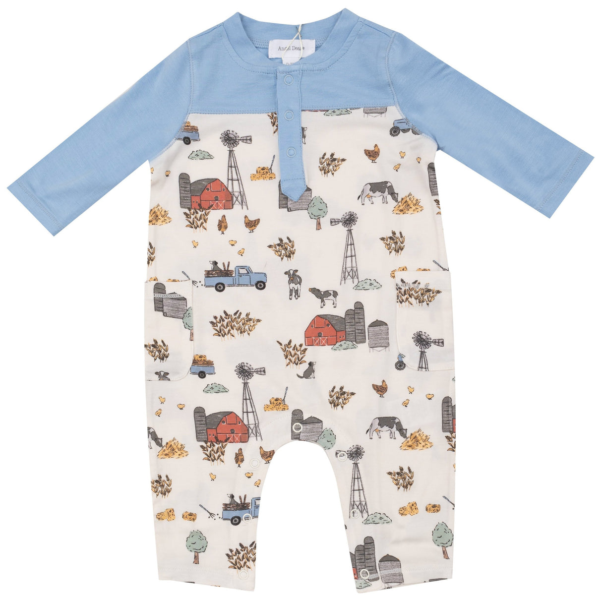 Romper W/ Contrast Sleeve - Hay Farmer Blue