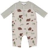 Romper W/ Contrast Sleeve - Sweet Brown Bears