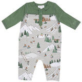 Romper W/ Contrast Sleeve - Winter Fun Skiers