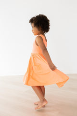 Neon Coral Tank Pocket Twirl Dress