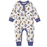 Touchdown Baby Boy Bamboo Henley Football Romper - HoneyBug 