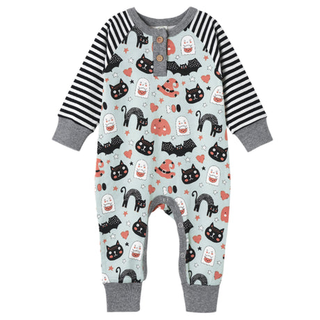 Halloween Henley Bamboo Romper - HoneyBug 