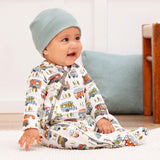 Happy Camper Bamboo Zipper Romper - HoneyBug 