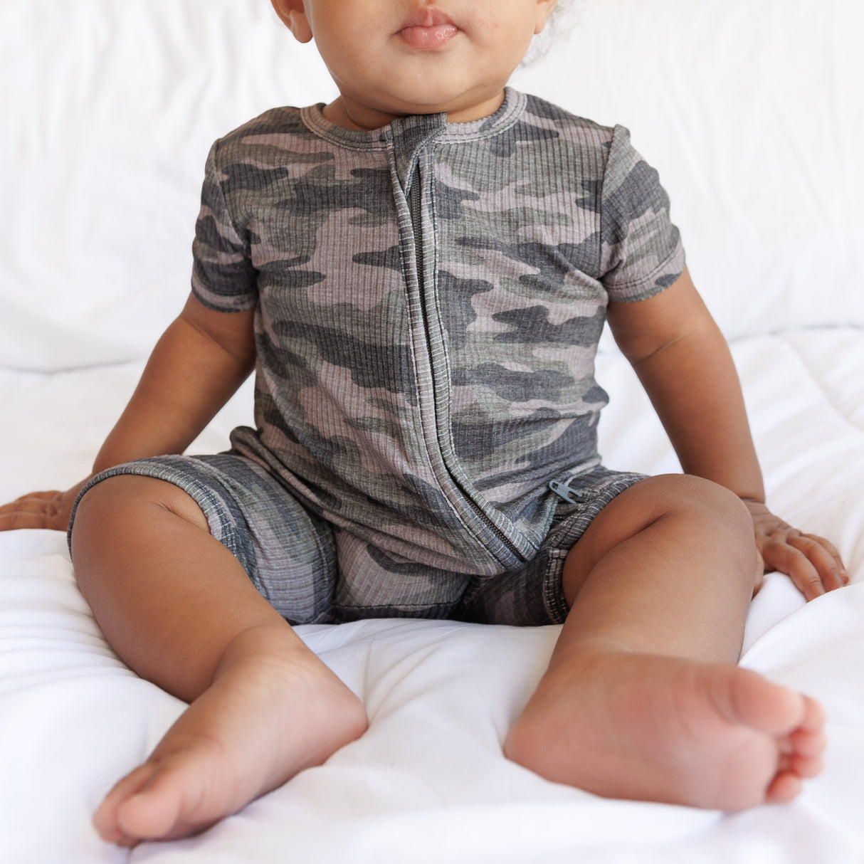 SHORTIE ZIP ROMPER - Chris Camo Ribbed