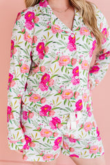 Pink Peony Women’s Button Down Short Set