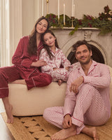 Men's Twill Pajama Set in Antique Red Ticking - HoneyBug 
