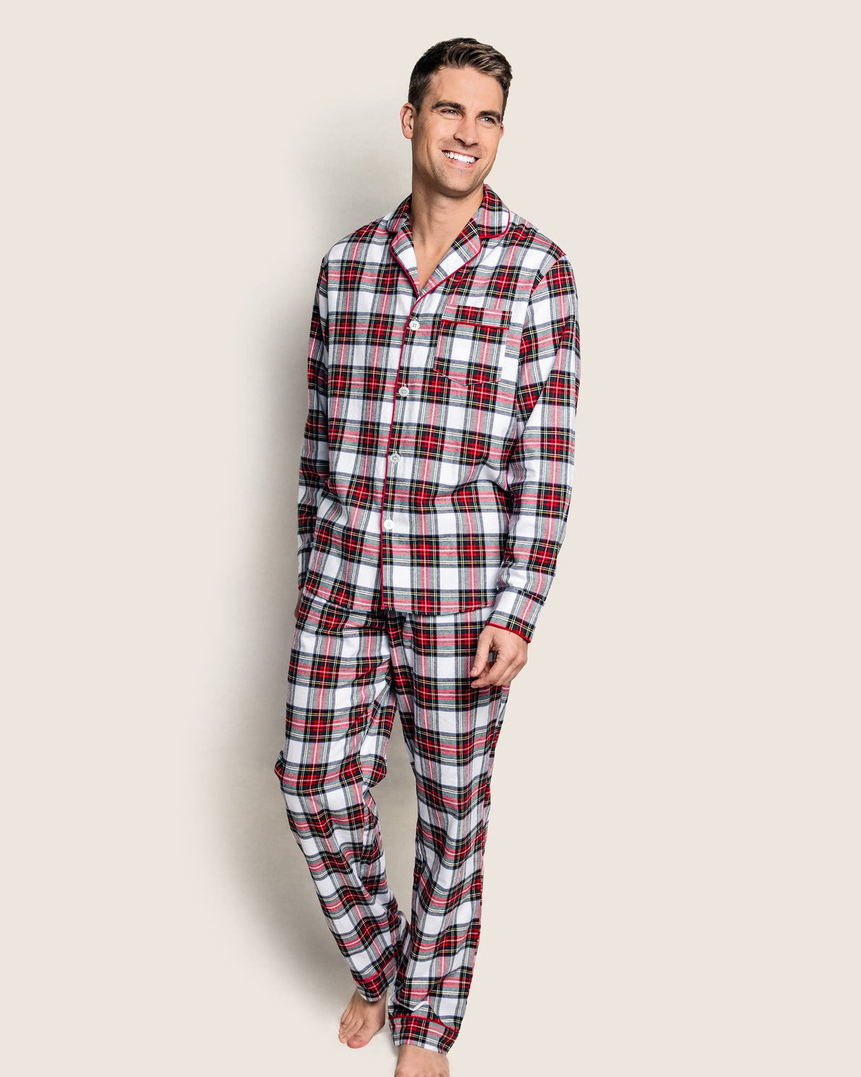 Men's Brushed Twill Pajama Set in Balmoral Tartan - HoneyBug 