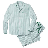 Men's Twill Pajama Set in Emerald Ticking - HoneyBug 