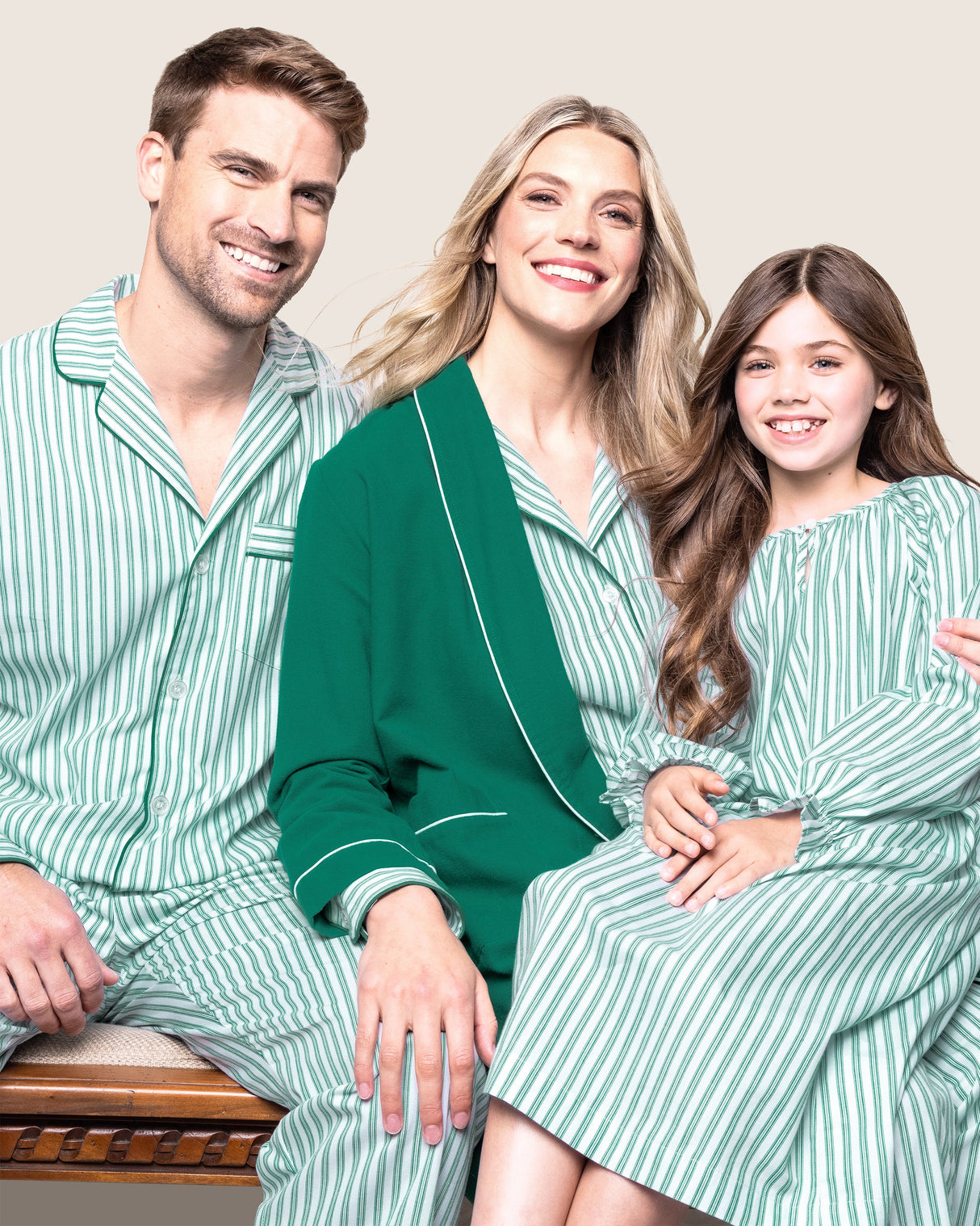 Men's Twill Pajama Set in Emerald Ticking - HoneyBug 