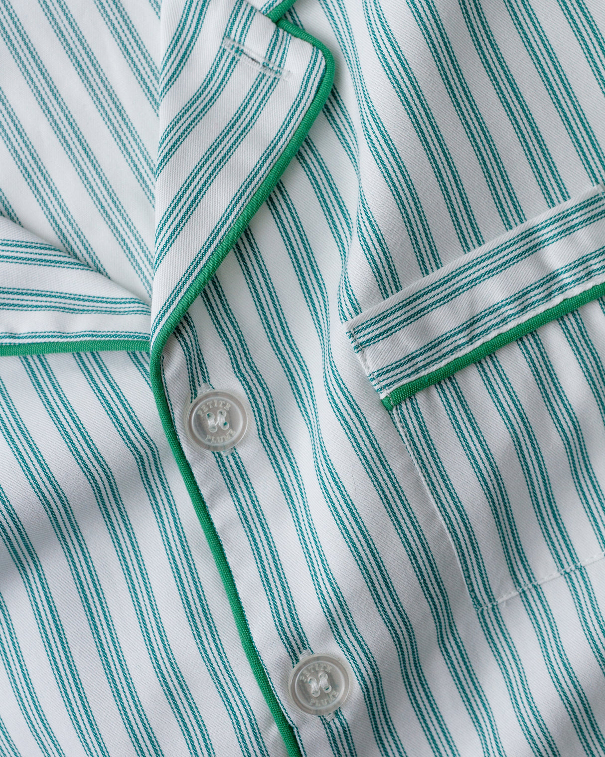 Men's Twill Pajama Set in Emerald Ticking - HoneyBug 