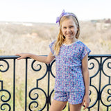 Emery Girls' Short Set - Blackberry Floral - HoneyBug 